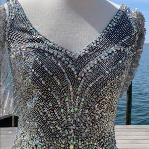 Parker Silver Jewels Beaded Floor-length Dress 8